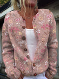 Blomstercardigan med rund hals