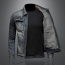 Elias - Denimjakke med lynlås og knaplukning i robust denim