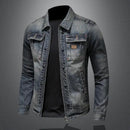 Elias - Denimjakke med lynlås og knaplukning i robust denim