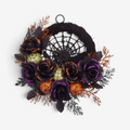 Halloween Krans med Spindelvævsdesign og Sorte Roser