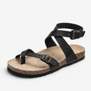 Dame flade sandaler med justerbare spænderemme