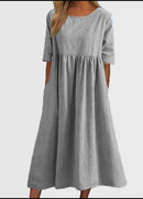 Camilla - Elegant Halværmet Midikjole Camilla