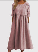 Camilla - Elegant Halværmet Midikjole Camilla
