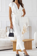 Lily – Trendy wrap jumpsuit med korte ærmer & taljebælte