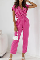Lily – Trendy wrap jumpsuit med korte ærmer & taljebælte