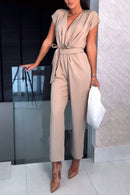 Lily – Trendy wrap jumpsuit med korte ærmer & taljebælte