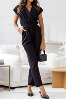 Lily – Trendy wrap jumpsuit med korte ærmer & taljebælte