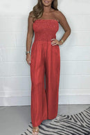 Ella - Afslappet off-shoulder denim jumpsuit med brede ben