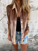 Riley – Oversized skjorte med knaplukning & brystlomme
