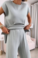 Emma - Dame 2-delt sæt med high-low pullover top