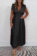 Rhea - V-hals midikjole med leopardprint