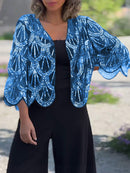 Olivia - Casual cardigan med V-hals og halv ærme