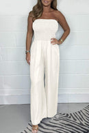 Ella - Afslappet off-shoulder denim jumpsuit med brede ben