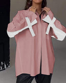 Lena - Patchwork skjorte med forlomme og krave