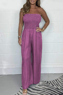 Ella - Afslappet off-shoulder denim jumpsuit med brede ben