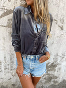Riley – Oversized skjorte med knaplukning & brystlomme