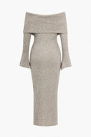 Joly chic lang kjole med off-shoulder-motiv, lange ærmer og