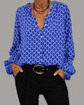 Sophie - V-hals geometrisk bluse