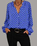 Sophie - V-hals geometrisk bluse