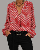 Sophie - V-hals geometrisk bluse