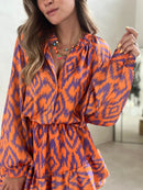 Lucia - Dame playsuit med geometrisk vintageprint