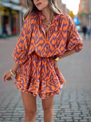 Lucia - Dame playsuit med geometrisk vintageprint