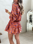 Lucia - Dame playsuit med geometrisk vintageprint