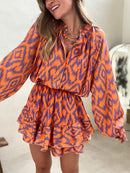 Lucia - Dame playsuit med geometrisk vintageprint