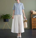 Ella – Moderne bluse med korte ærmer & knappet front