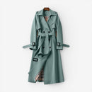 Dames Trenchcoat med Notched Krave og Bælte i Taljen