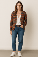 Flerfarvet strikket cardigan med en afslappet pasform