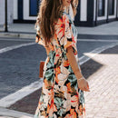 Mieke - Farverig maxikjole med tropisk blomsterprint, korte