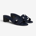 Dame Sandaler med Firkantet Hæl og Slip-On Design