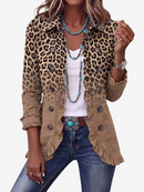 Feline – Kvinders Leopardprint Jakke med Flæsekant