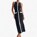 Lina - Stilfuld ærmeløs maxikjole med klassisk rund hals