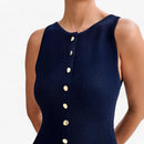 Lina - Stilfuld ærmeløs maxikjole med klassisk rund hals