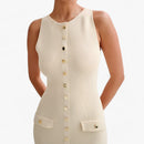 Lina - Stilfuld ærmeløs maxikjole med klassisk rund hals