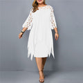 Elena – Stilfuld midikjole med lagdelt design & rund hals
