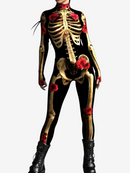 Kvindernes Skeletprint Jumpsuit med Rosedesign