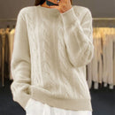 Lyanna kabelstrikket sweater med rund hals