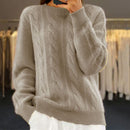 Lyanna kabelstrikket sweater med rund hals
