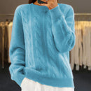 Lyanna kabelstrikket sweater med rund hals