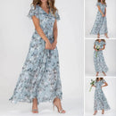 Abigail - Let maxikjole med blomsterprint og V-hals