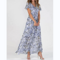 Abigail - Let maxikjole med blomsterprint og V-hals