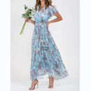 Abigail - Let maxikjole med blomsterprint og V-hals
