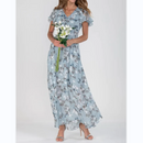 Abigail - Let maxikjole med blomsterprint og V-hals