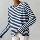 Kvinders Stribet Strik Sweater med Lange Ærmer