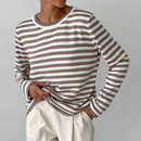 Kvinders Stribet Strik Sweater med Lange Ærmer