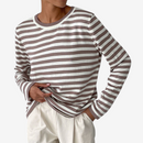 Kvinders Stribet Strik Sweater med Lange Ærmer