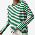 Kvinders Stribet Strik Sweater med Lange Ærmer